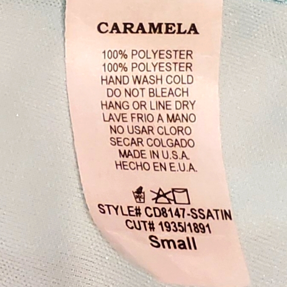 Caramela Ruffled Satin Dress Size Small - Picture 8 of 8